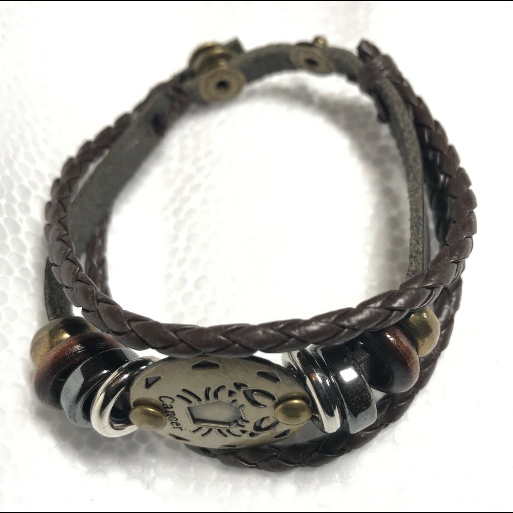 Leather Bracelet Cancer Zodiac With Charms 19$